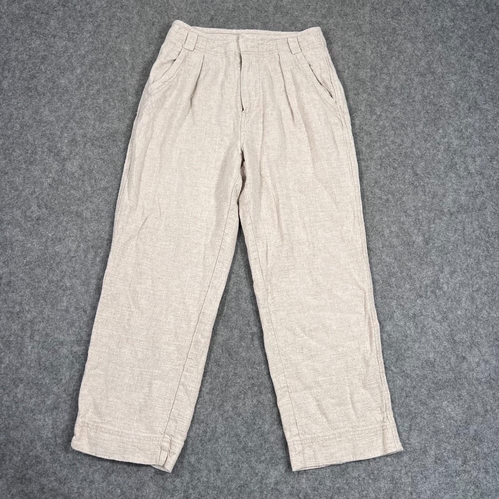 Free People Sand Beige Lyla Linen Blend Wide Leg Trouser‎ Pants Women's Size 2
